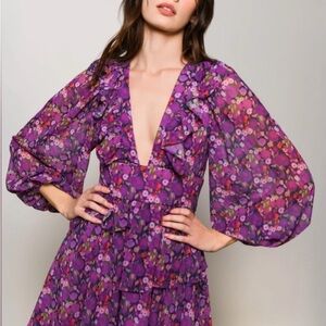 NWT Hutch purple Fall Floral dress size 0 XS